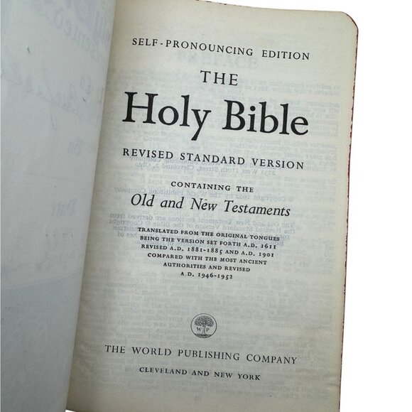 Vintage Holy Bible w Concordance Revised Standard Black Leather World Publishing - Picture 8 of 13